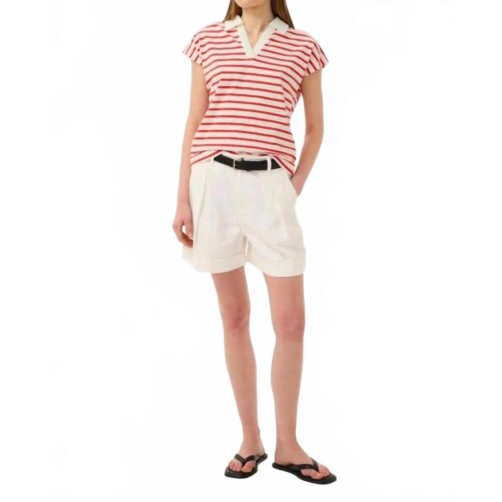 NEW INWEAR cap sleeve polo shirt in red/white